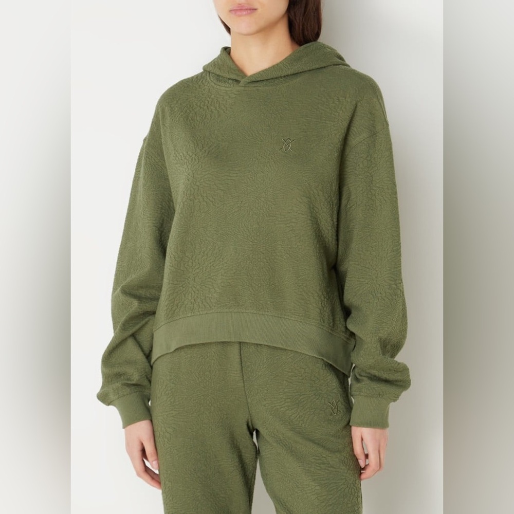 Daily Paper‎ Trui hoodie in mosgroen Texturized Size L Green